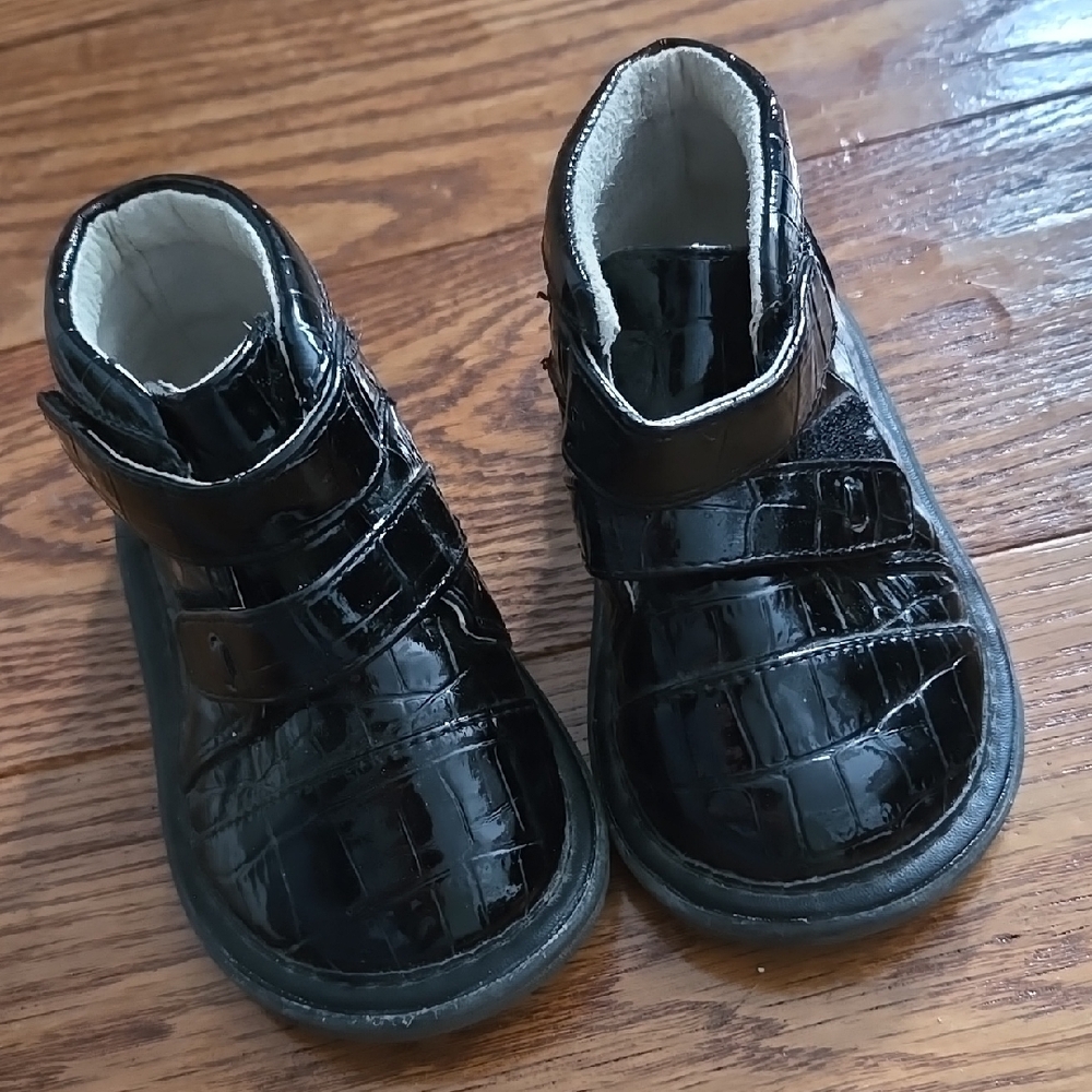 Black Baby Walker Shoes with Velcro Strap